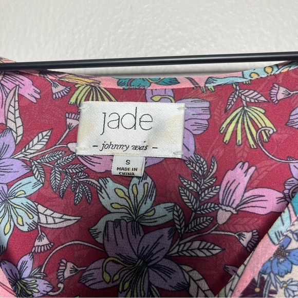 Johnny Was Jade Women Blouse Small Ditsy Floral Ruffle Ballon Sleeve Boho Sheer - Picture 3 of 9